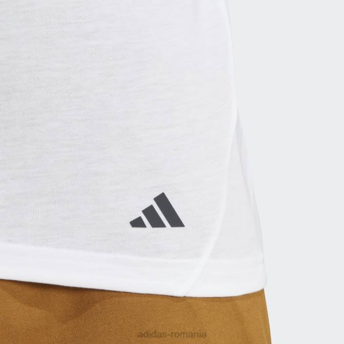 Adidas tricou alb pentru antrenament cu bază de yoga bărbați alb/carbon 2JBN5471