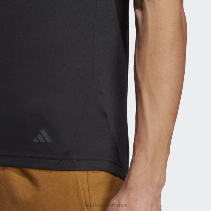 Adidas tricou de antrenament de bază yoga negru bărbați negru/carbon 2JBN5468