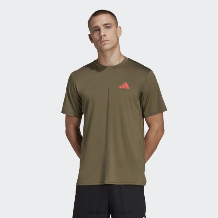 Adidas tricou de antrenament elastic sezonier olive train essentials bărbați măsliniu/roșu 2JBN5416