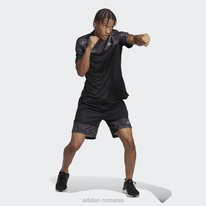 Adidas tricou de antrenament negru aeroready workout cu imprimeu cretă bărbați negru argintiu 2JBN6863