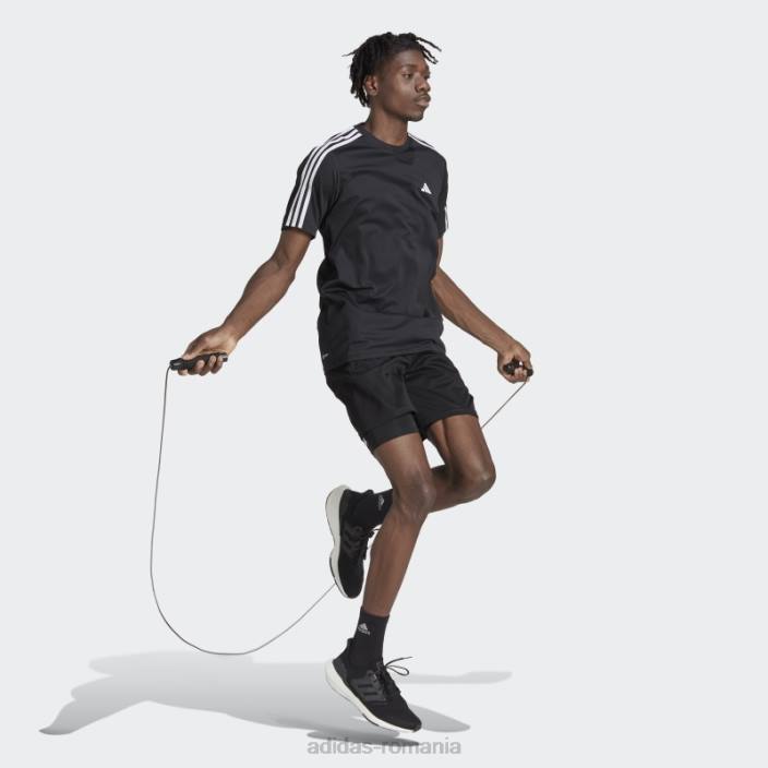 Adidas tricou de antrenament negru cu trei dungi adidas bărbați alb negru 2JBN3645