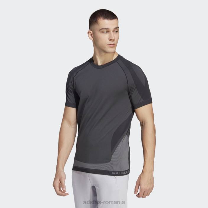 Adidas tricou de antrenament negru primeknit yoga fără sudură bărbați gri inchis 2JBN5149