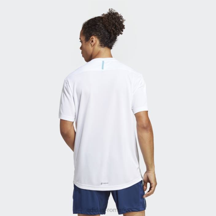 Adidas tricou de bază pentru antrenament alb bărbați alb/albastru/transparent 2JBN5990