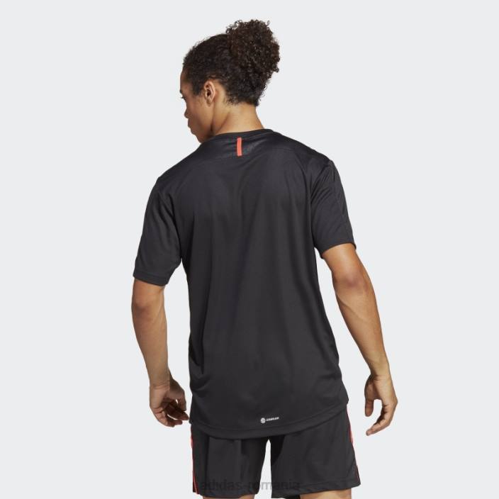 Adidas tricou de bază pentru antrenament negru bărbați negru/rosu/transparent 2JBN889