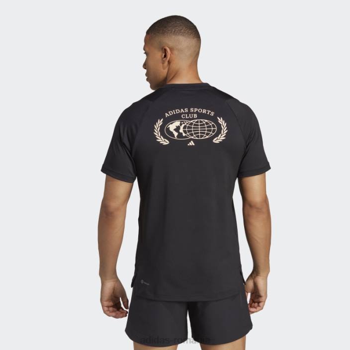 Adidas tricou grafic negru al clubului sportiv bărbați negru 2JBN3646