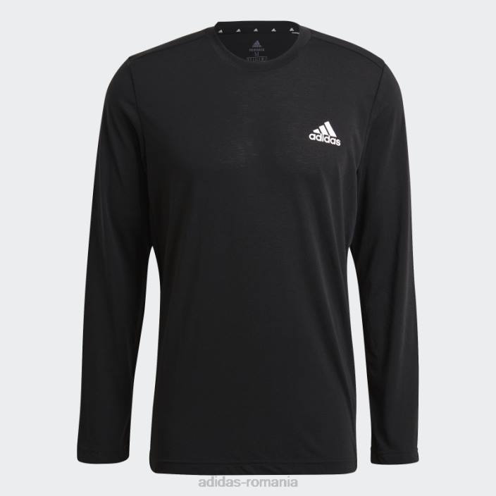 Adidas tricou negru aeroready design 2 move feelready sport cu mânecă lungă bărbați negru 2JBN6862