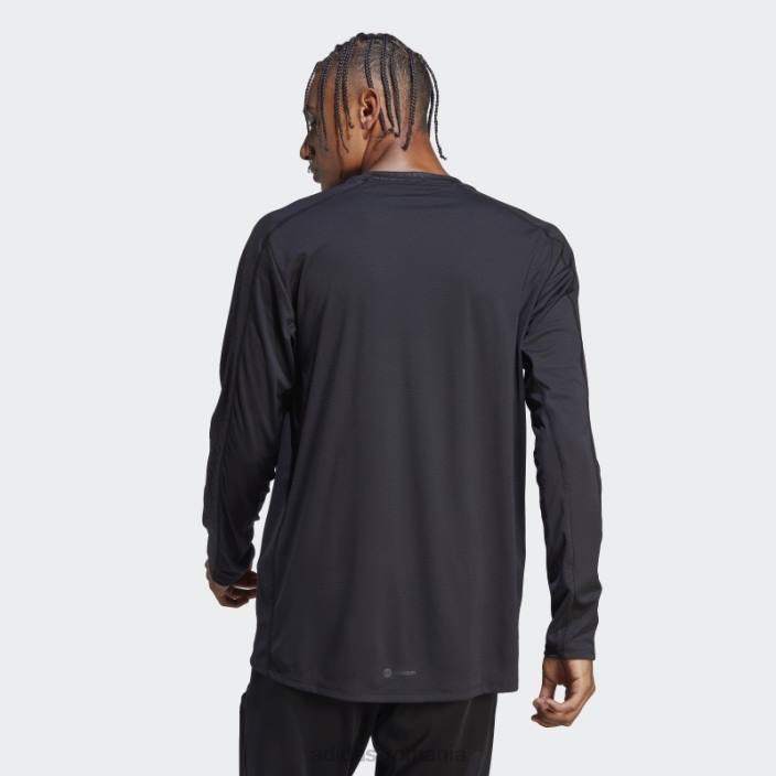Adidas tricou negru cu mânecă lungă cu imprimeu pu pentru antrenament bărbați negru 2JBN5080