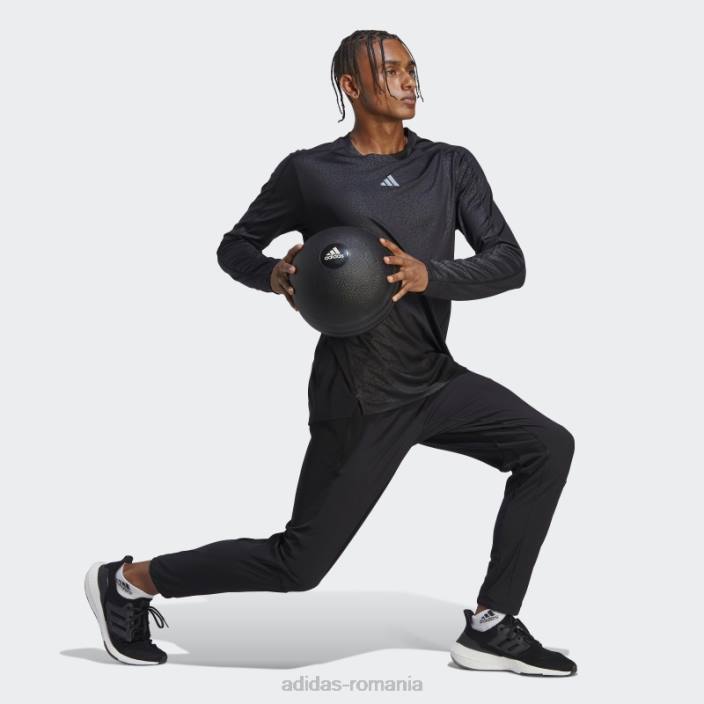 Adidas tricou negru cu mânecă lungă cu imprimeu pu pentru antrenament bărbați negru 2JBN5080