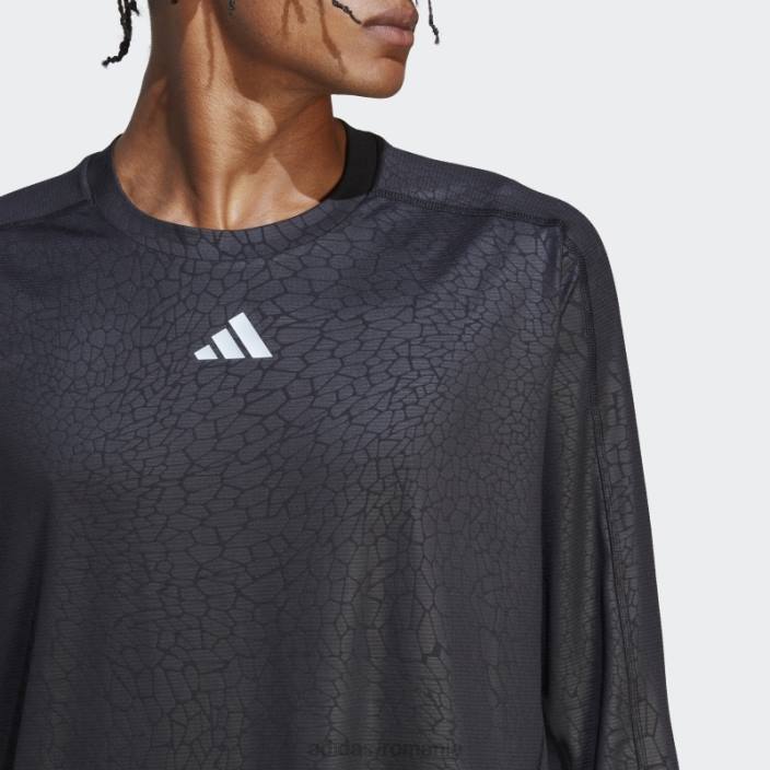 Adidas tricou negru cu mânecă lungă cu imprimeu pu pentru antrenament bărbați negru 2JBN5080