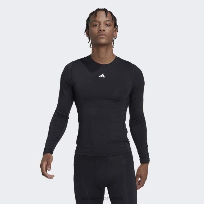 Adidas tricou negru de antrenament techfit cu mânecă lungă bărbați negru 2JBN6569