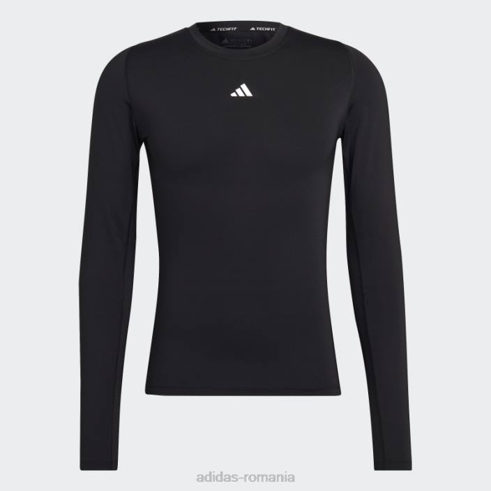 Adidas tricou negru de antrenament techfit cu mânecă lungă bărbați negru 2JBN6569
