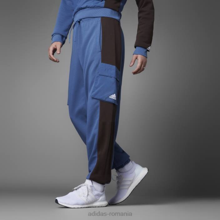 Adidas pantaloni French Terry colorblock din oțel bărbați oţel 2JBN1588