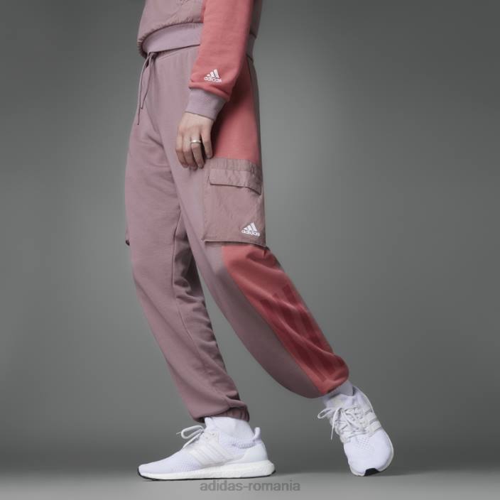 Adidas pantaloni mov colorblock French Terry bărbați Violet 2JBN1540