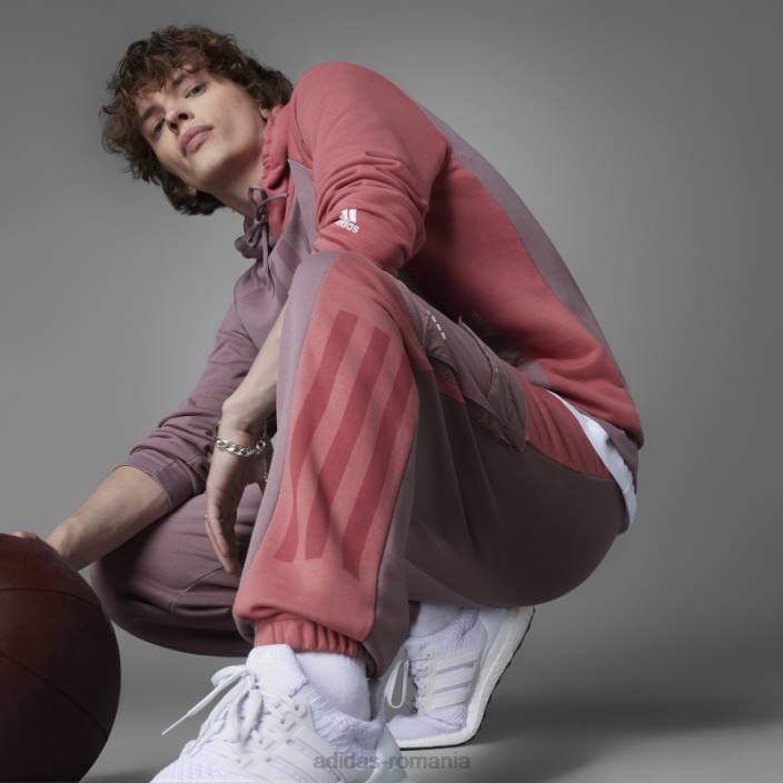 Adidas pantaloni mov colorblock French Terry bărbați Violet 2JBN1540