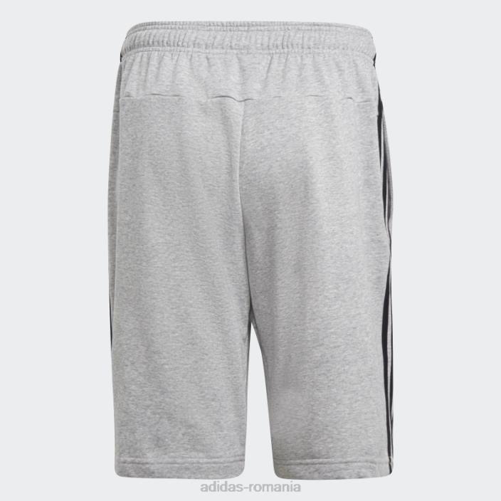 Adidas pantaloni scurți french terry cu 3 dungi gri mediu bărbați gri mediu 2JBN1694