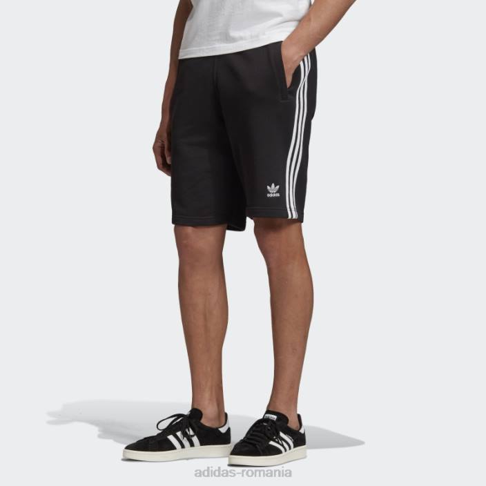 Adidas Pantaloni scurți de transpirație cu 3 dungi negru bărbați negru 2JBN4928
