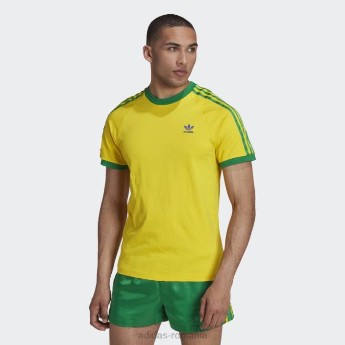 Adidas Tricou 3 dungi galben adidas bărbați galben/verde/albastru îndrăzneț 2JBN14592