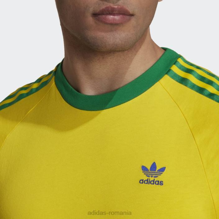 Adidas Tricou 3 dungi galben adidas bărbați galben/verde/albastru îndrăzneț 2JBN14592