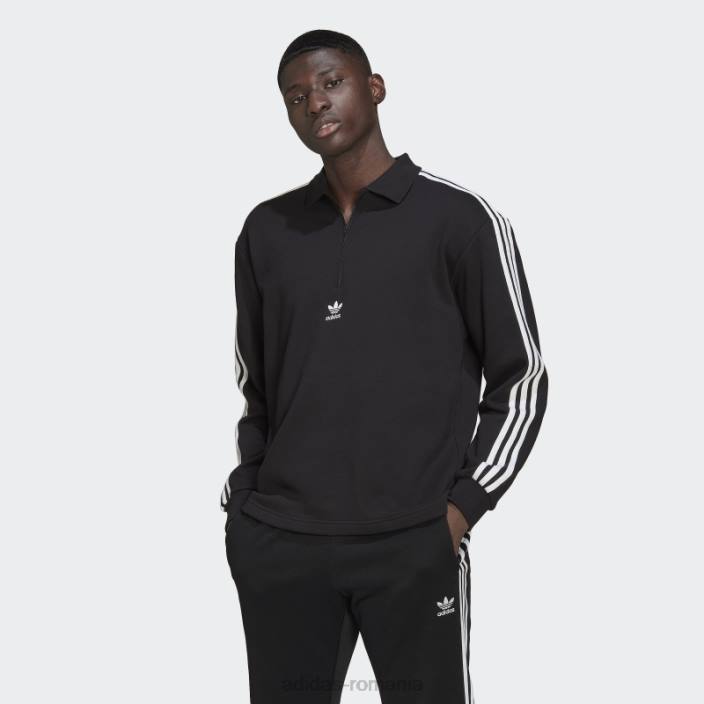 Adidas Tricou polo cu mânecă lungă cu 3 dungi negru adidas bărbați negru 2JBN6618