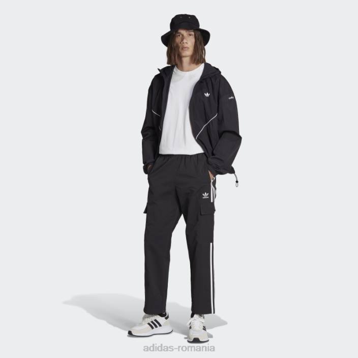 Adidas adicolor classics pantaloni cargo cu 3 dungi negri adidas bărbați negru 2JBN6516