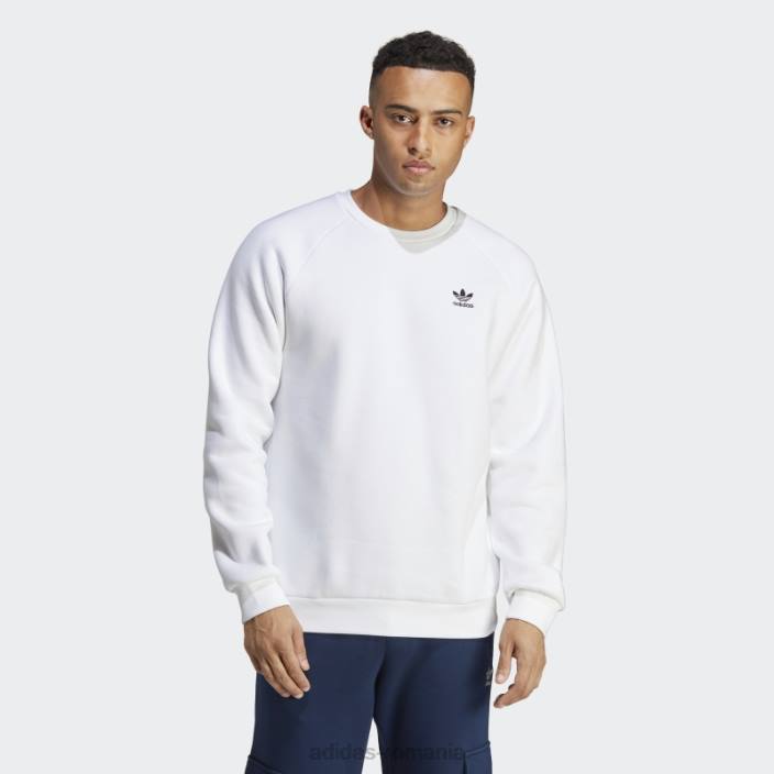 Adidas alb trefoil essentials hanorac cu decolteu la modă bărbați alb 2JBN5319