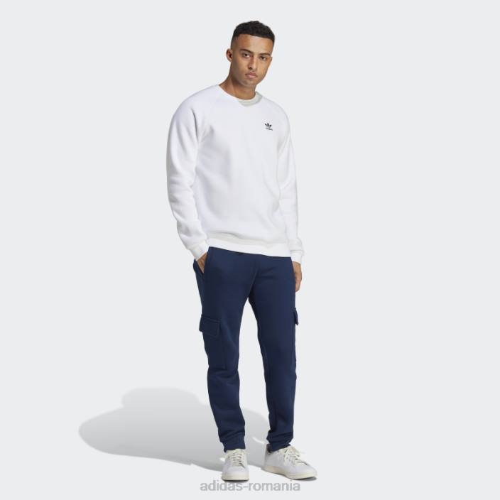 Adidas alb trefoil essentials hanorac cu decolteu la modă bărbați alb 2JBN5319