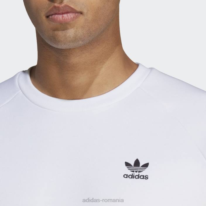 Adidas alb trefoil essentials hanorac cu decolteu la modă bărbați alb 2JBN5319