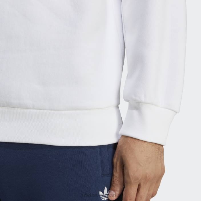 Adidas alb trefoil essentials hanorac cu decolteu la modă bărbați alb 2JBN5319