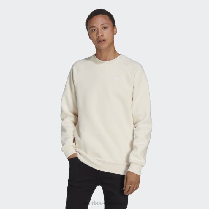 Adidas alb trefoil essentials hanorac cu gât roșu fierbinte bărbați alb 2JBN3633