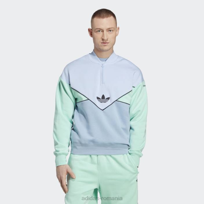 Adidas albastru albastru adicolor sezonier arhivă hanorac cu jumătate de fermoar bărbați albastru zori/cer ambiental/verde 2JBN5657