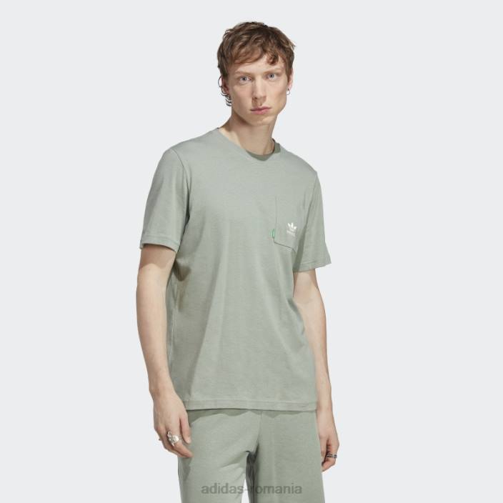 Adidas argintiu verde essentials+ realizat cu tricou adidas din cânepă bărbați verde argintiu 2JBN14517