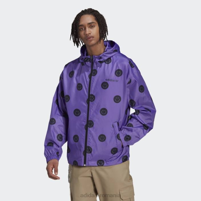 Adidas cască de vânt cu imprimeu peste tot mov bărbați papură violet 2JBN14765