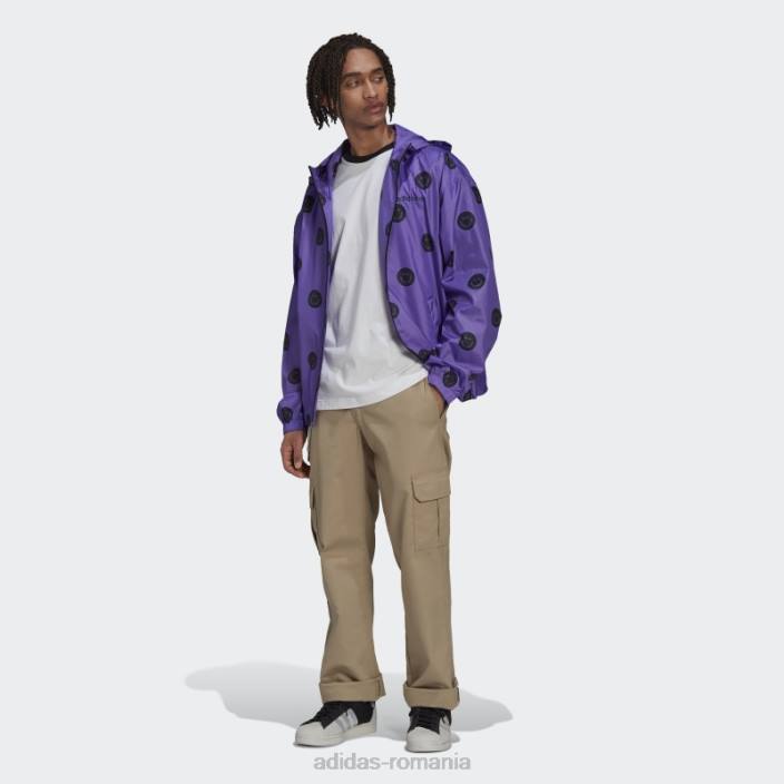 Adidas cască de vânt cu imprimeu peste tot mov bărbați papură violet 2JBN14765