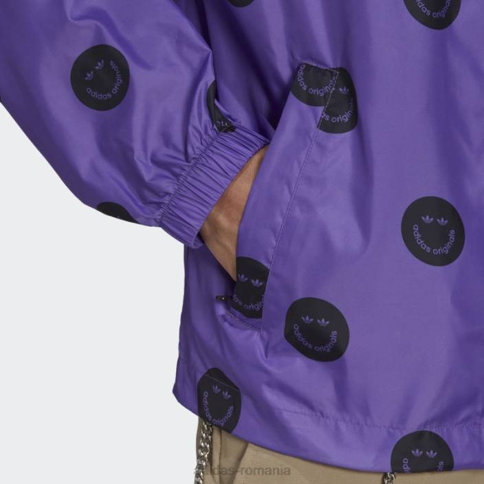 Adidas cască de vânt cu imprimeu peste tot mov bărbați papură violet 2JBN14765