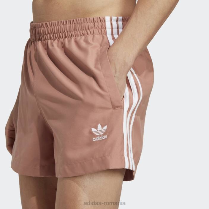 Adidas clay originals adicolor 3 dungi pantaloni scurți de baie de lungime scurtă adidas bărbați lut/alb 2JBN14499