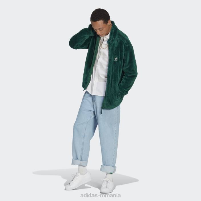 Adidas essentials+ jachetă pufoasă din fleece verde închis adidas bărbați verde inchis 2JBN5166