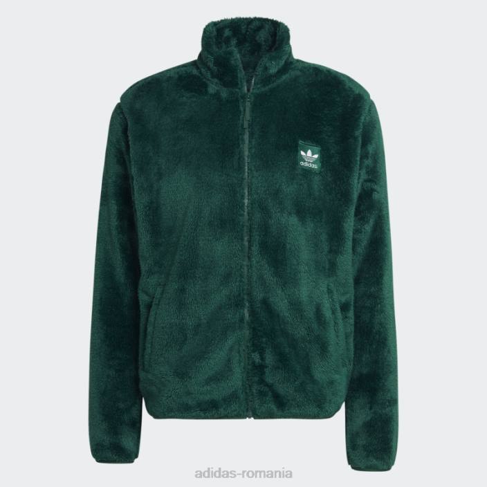 Adidas essentials+ jachetă pufoasă din fleece verde închis adidas bărbați verde inchis 2JBN5166