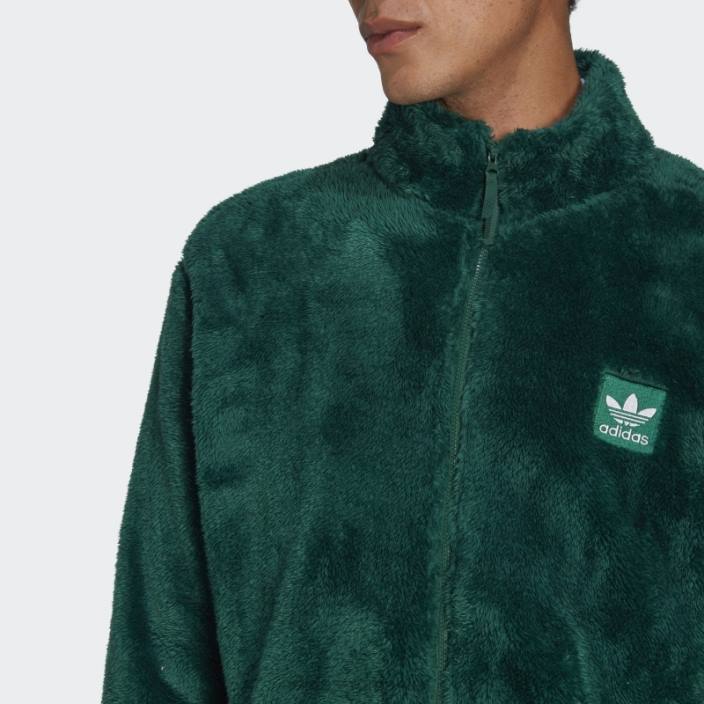 Adidas essentials+ jachetă pufoasă din fleece verde închis adidas bărbați verde inchis 2JBN5166