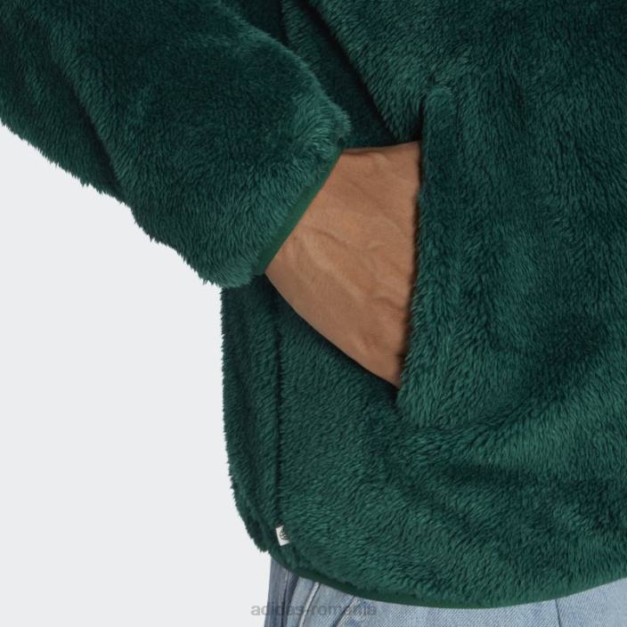 Adidas essentials+ jachetă pufoasă din fleece verde închis adidas bărbați verde inchis 2JBN5166
