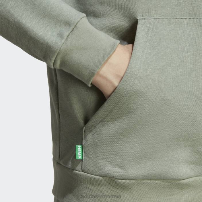 Adidas essentials+ realizat cu hanorac din cânepă verde argintiu adidas bărbați verde argintiu 2JBN14532