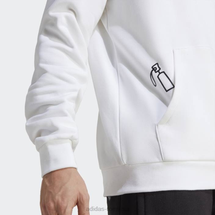 Adidas grafica hack hanoracul elite alb adidas bărbați alb 2JBN6282