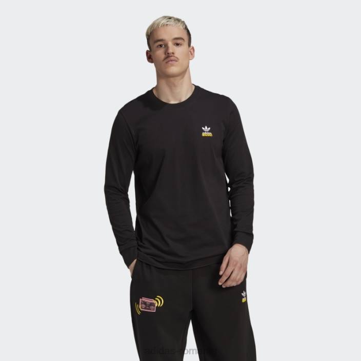 Adidas graphics unit tricou cu mânecă lungă, negru bărbați negru 2JBN7189