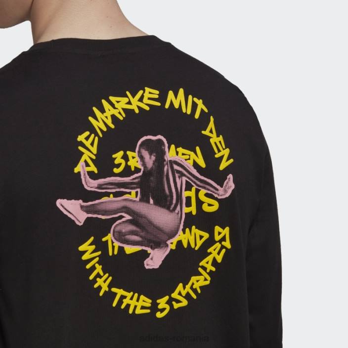 Adidas graphics unit tricou cu mânecă lungă, negru bărbați negru 2JBN7189