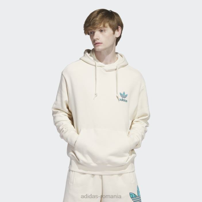 Adidas hanoraș cu glugă cu trefoil stivuit, nevopsit bărbați nevopsit/negru/mint rush/cian 2JBN6445