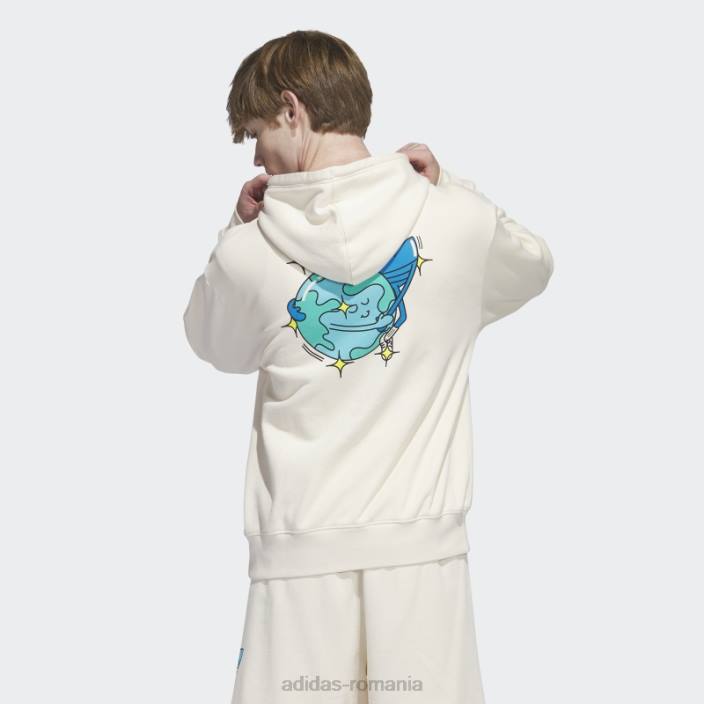 Adidas hanoraș cu glugă cu trefoil stivuit, nevopsit bărbați nevopsit/negru/mint rush/cian 2JBN6445
