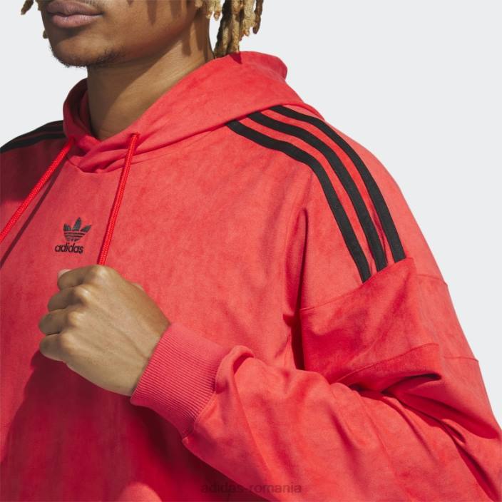 Adidas hanoracă adicolor classics plush roșu bărbați roșu 2JBN7297