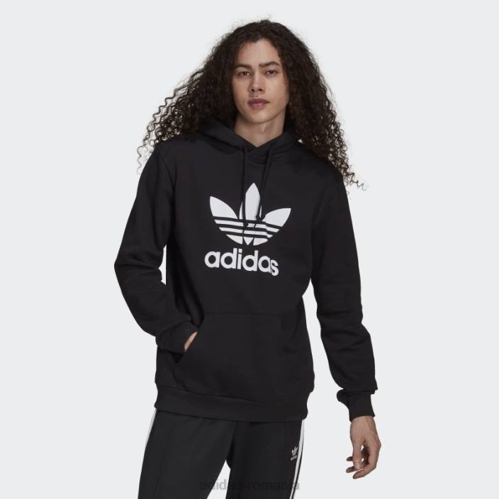 Adidas hanorac adicolor classics trefoil alb bărbați alb negru 2JBN5027