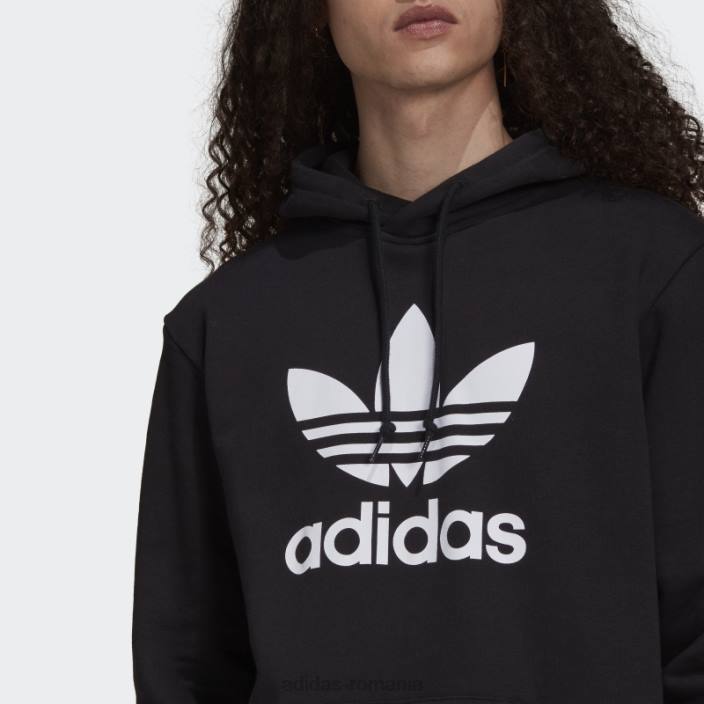 Adidas hanorac adicolor classics trefoil alb bărbați alb negru 2JBN5027