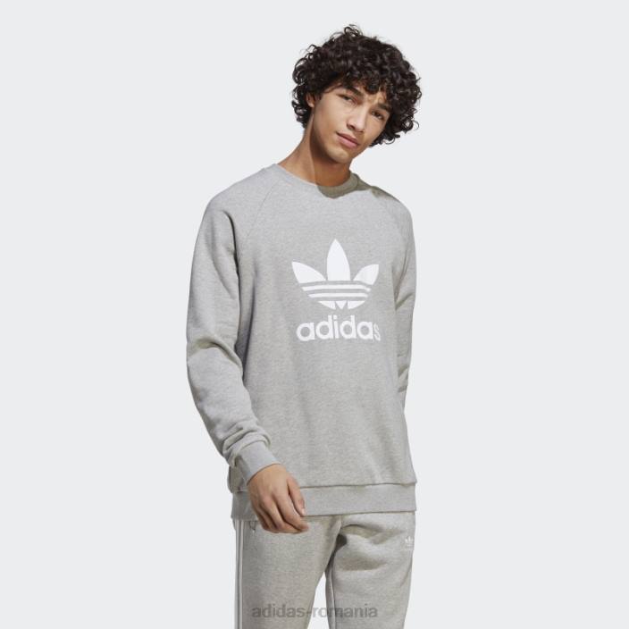 Adidas hanorac adicolor classics trefoil crewneck gri mediu bărbați gri mediu 2JBN5390