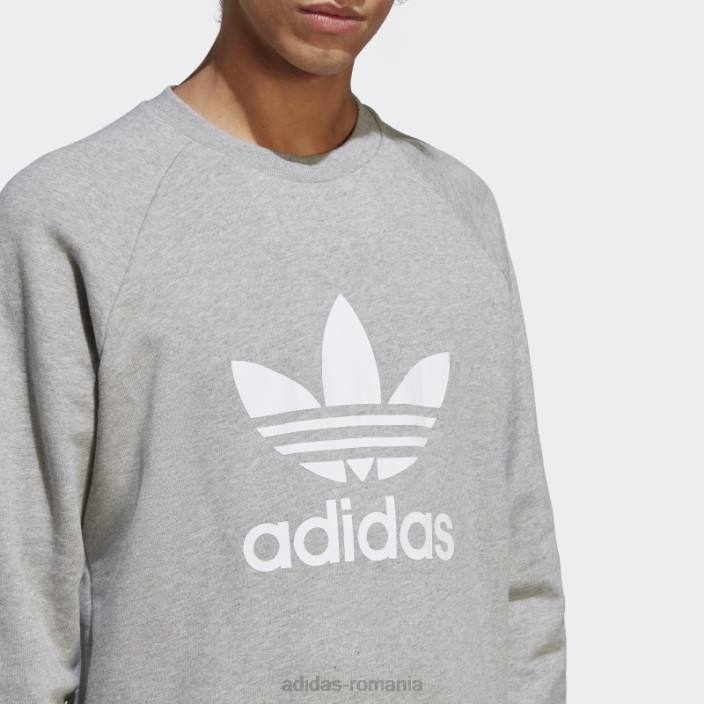 Adidas hanorac adicolor classics trefoil crewneck gri mediu bărbați gri mediu 2JBN5390